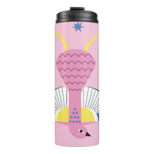 Abstrakter tropischer Vogel: Helle Vintage. Thermosbecher