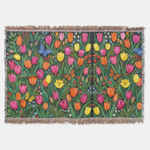 Abstrakter Tulpen-Garten-Schmetterlinge-Decken Decke