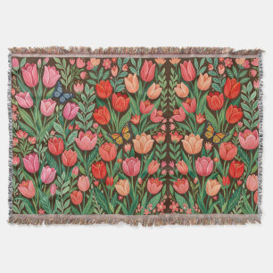 Abstrakter Tulpen-Garten-Schmetterlinge-Decken Decke