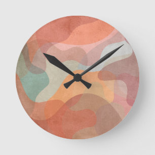Abstrakter überlappender Hintergrund aus Pastell-B Runde Wanduhr