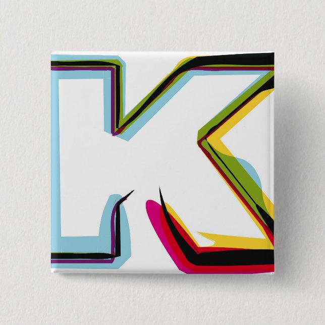 Abstrakter und bunter Buchstabe K Button (Vorderseite)