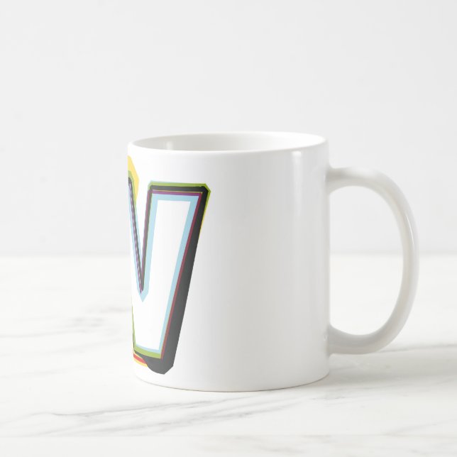 Abstrakter und bunter Buchstabe W Tasse (Rechts)