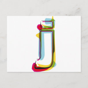 Abstrakter und farbiger Buchstabe j Postkarte