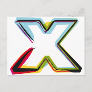 Abstrakter und farbiger Buchstabe X Postkarte