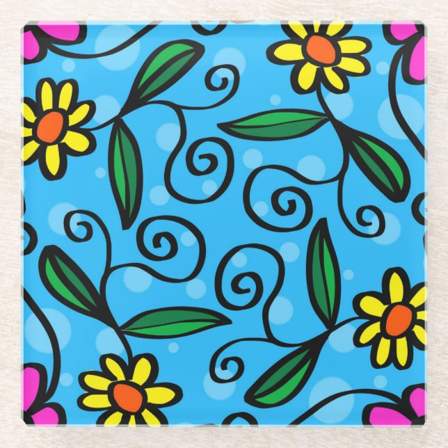 Abstrakter Untersetzer aus Blumenglas (Vorderseite)