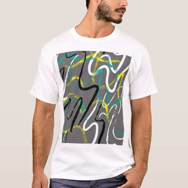 Abstrakter Urban: Grunge Wave Lines. T-Shirt (Vorderseite)