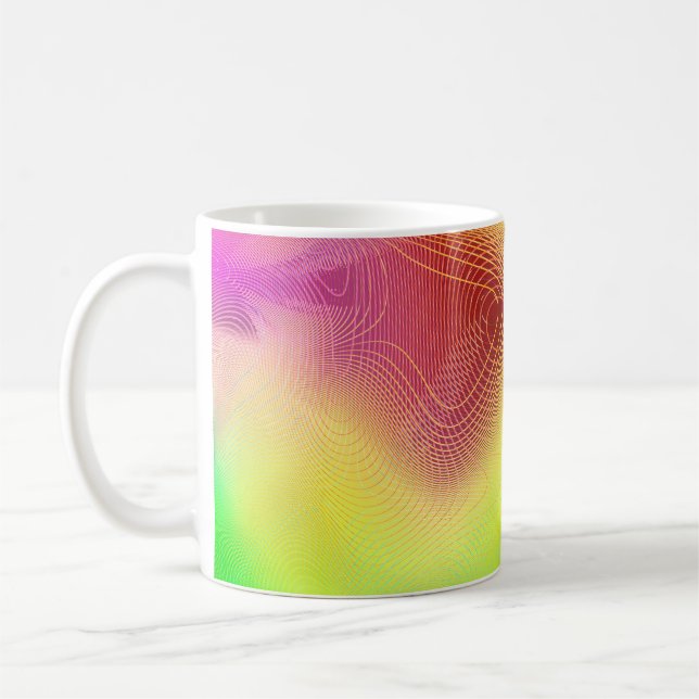 abstrakter verschwommener Hintergrund. mehrfarbige Kaffeetasse (Links)