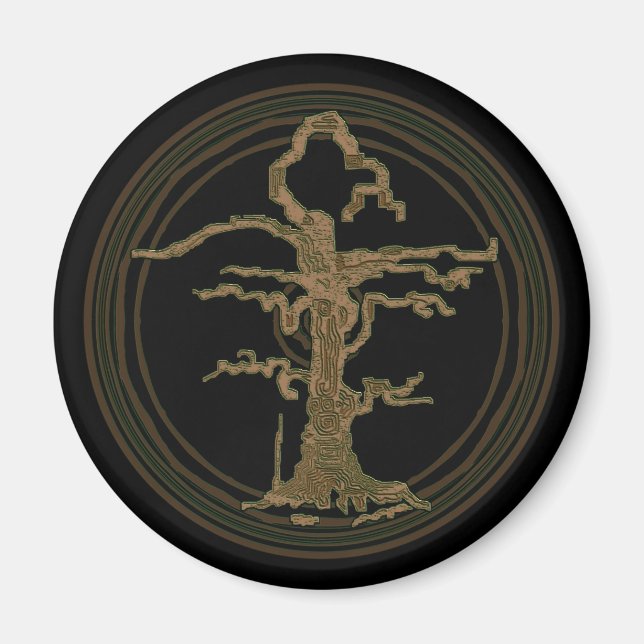 Abstrakter, verwitterter Baum Brown Magnet (Vorne)