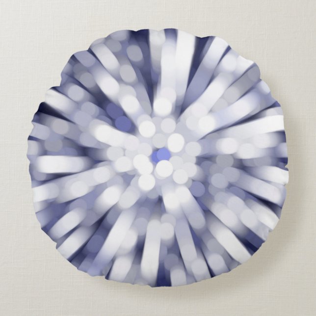 abstrakter violetter Hintergrund. Fraktal Explosio Rundes Kissen (Vorderseite)