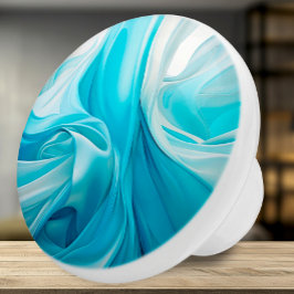 Abstrakter, von Stoff Inspiriert Blauer Keramik Kn Keramikknauf