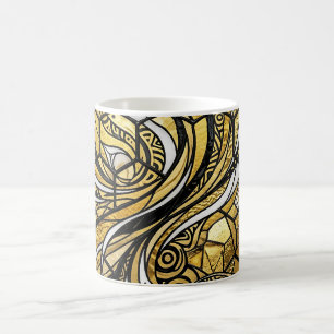 Abstrakter Waben-Sechseck-Gold-Gitter-Kaffeebecher Kaffeetasse