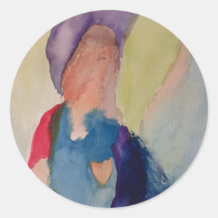 Abstrakter Wächter Angel Round Aufkleber