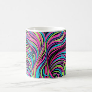 Abstrakter Walsschwanz Neon Vibranter Kaffeebecher Kaffeetasse