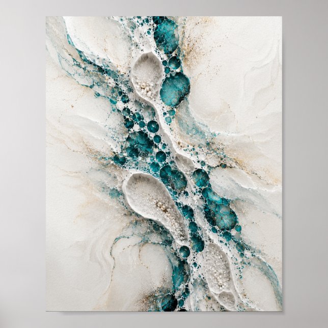 Abstrakter Wandkunstposter mit Teal-Geode Poster (Vorne)