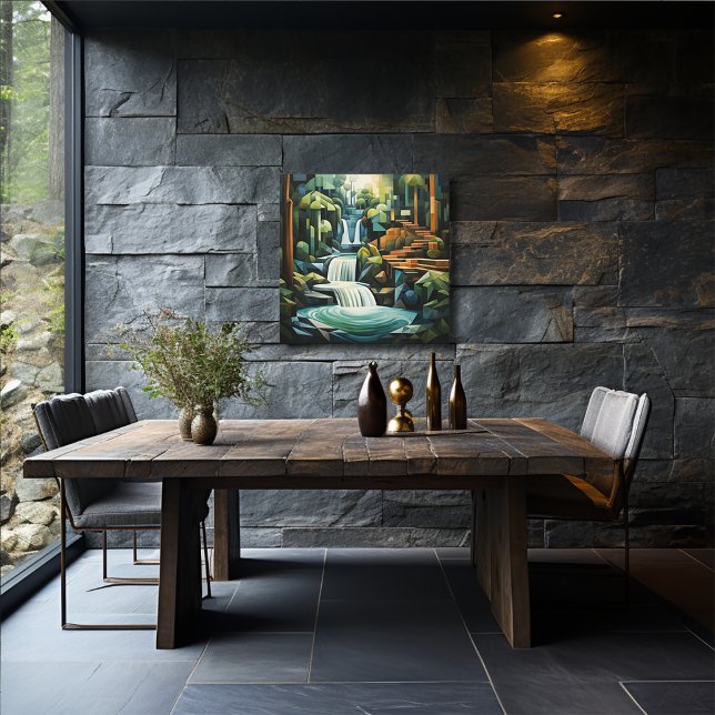 abstrakter Wasserfall und Bäume auf dem 24-Zoll-Pl Leinwanddruck (Von Creator hochgeladen)