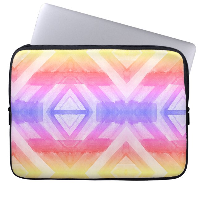 Abstrakter Wasserfarb-Geometrie-Hintergrund-Wrap Laptopschutzhülle (Vorderseite)
