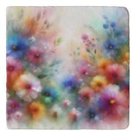 Abstrakter Wasserfarben-Blumen-Set Töpfeuntersetzer