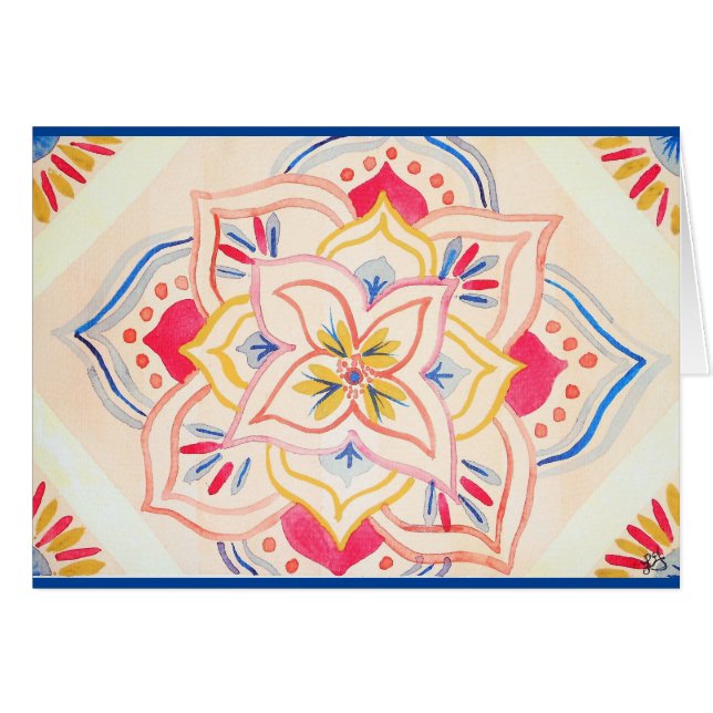 Abstrakter Watercolor Blumenmandala (Vorderseite (Horizontal))