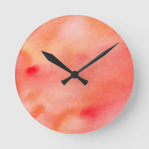 Abstrakter Watercolor-Hintergrund - Orange Runde Wanduhr