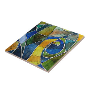 Abstrakter Watercolor-Stift u. Tinte Fliese