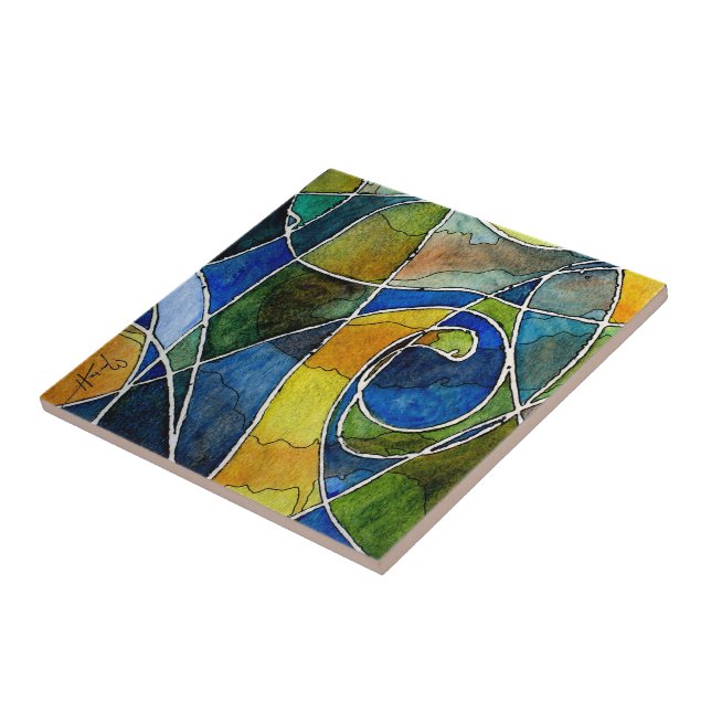 Abstrakter Watercolor-Stift u. Tinte Fliese (Seite)