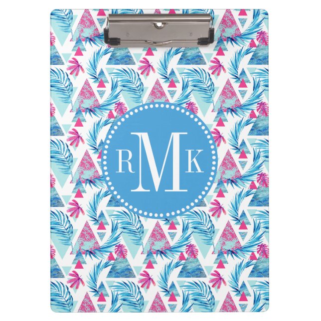 Abstrakter Watercolor-tropisches Blatt-Muster Klemmbrett (Vorderseite)