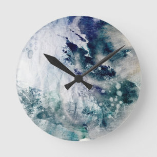 Abstrakter Watercolorhintergrund auf Grungepapier Runde Wanduhr