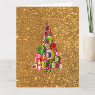Abstrakter Weihnachtsbaum auf Gold Glitzer Karte