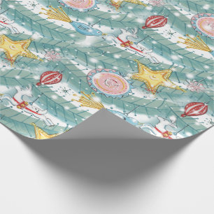 Abstrakter Weihnachtsbaum & Schmuck Retro Vintage Geschenkpapier