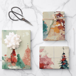 Abstrakter Weihnachtsbaum Set 1 Geschenkpapier Set