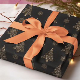 Abstrakter Weihnachtsbaum Snowflake Schwarzer Hint Geschenkpapier