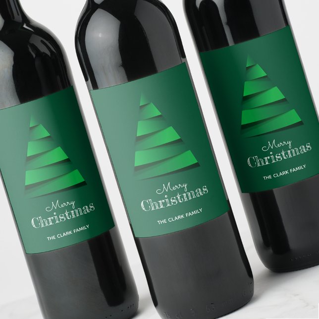 Abstrakter Weihnachtsbaumurlaub Weinetikett (Abstract Christmas Tree Personalized Holiday Wine Labels)