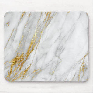Abstrakter weißer Carrara-Goldmarmor Mousepad