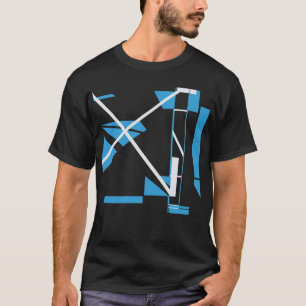 Abstrakter, weißer Diagonal X, geometrischer MCM-L T-Shirt