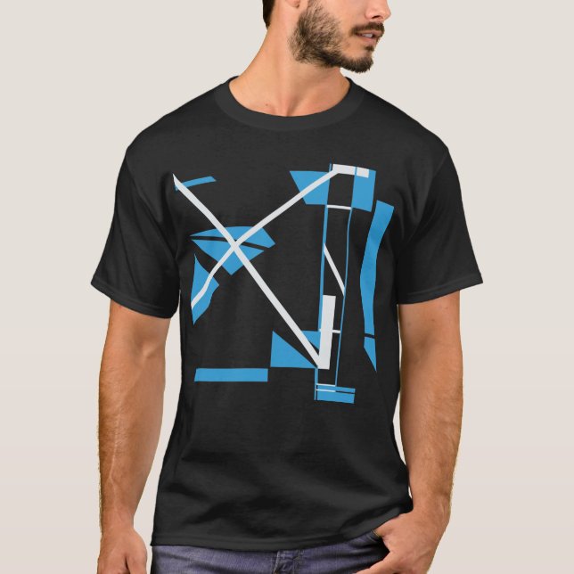 Abstrakter, weißer Diagonal X, geometrischer MCM-L T-Shirt (Vorderseite)