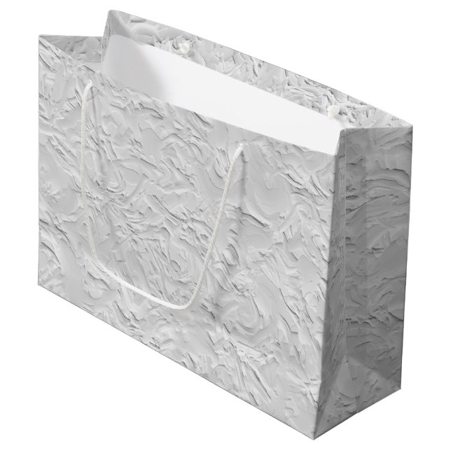 Abstrakter, weißer Stein, einfarbig Große Geschenktüte (Vorderseite Schrägansicht)