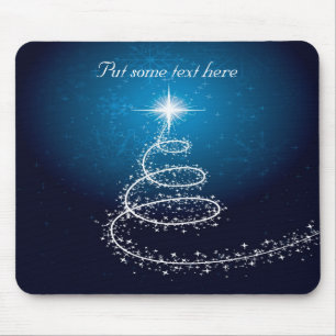 Abstrakter weißer Weihnachtsbaum auf glühendem Bla Mousepad