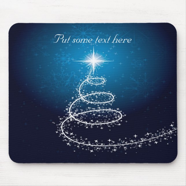 Abstrakter weißer Weihnachtsbaum auf glühendem Bla Mousepad (Vorne)