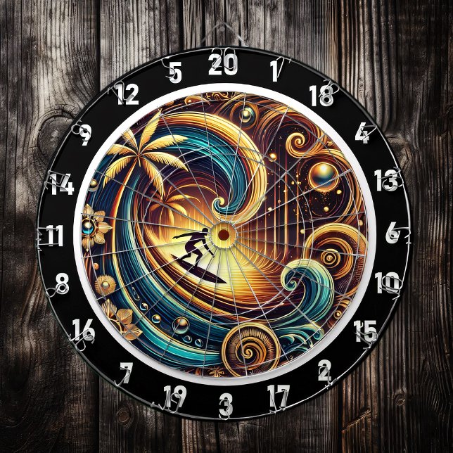 Abstrakter Wellenreiter mit Sonnenuntergang Dartscheibe (Von Creator hochgeladen)