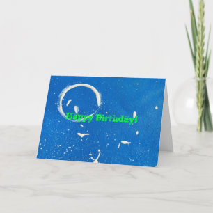 Abstrakter White Circle on Blue, Happy Birthday! Karte