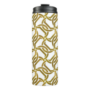 Abstrakter, wiederholbarer Hintergrund der goldene Thermosbecher