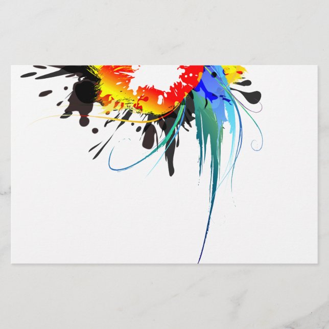 Abstrakter Wild Parrot Paint-Spritzer Briefpapier (Vorderseite)