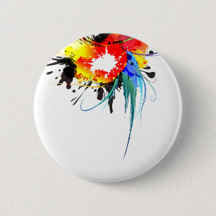 Abstrakter Wild Parrot Paint-Spritzer Button