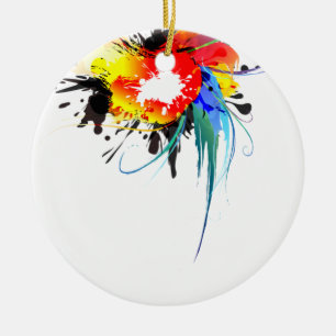 Abstrakter Wild Parrot Paint-Spritzer Keramik Ornament