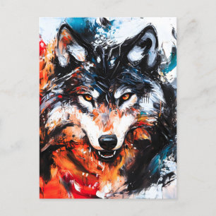 Abstrakter Wild Spirit Wolf Feiertagspostkarte