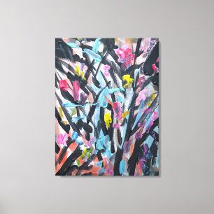 Abstrakter Wilder Botanischer Neo-Expressionist Leinwanddruck