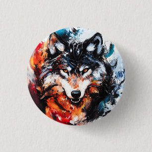 Abstrakter wilder Wolf-Geist Button