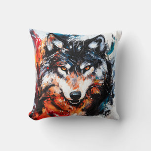 Abstrakter wilder Wolf-Geist Kissen