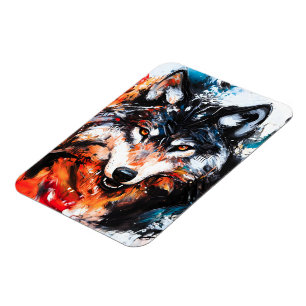 Abstrakter wilder Wolf-Geist Magnet