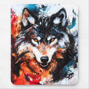 Abstrakter wilder Wolf-Geist Mousepad